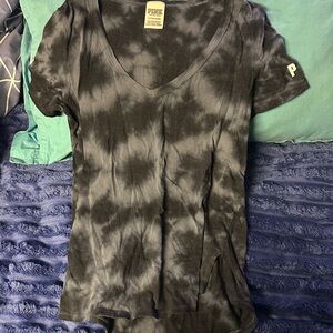 PINK Victoria's Secret Charcoal Tie-Dye Tee